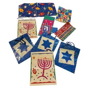 Vintage Hallmark Hanukkah Gift Bags Wrapping Paper Tissue Paper Lot Judaism READ